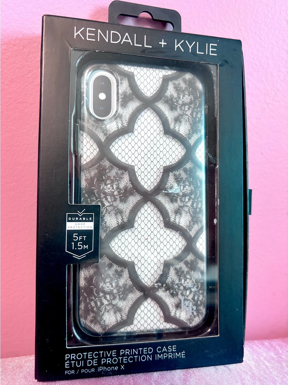Kendall & Kylie Black Lace Overlay Clear Phone Case